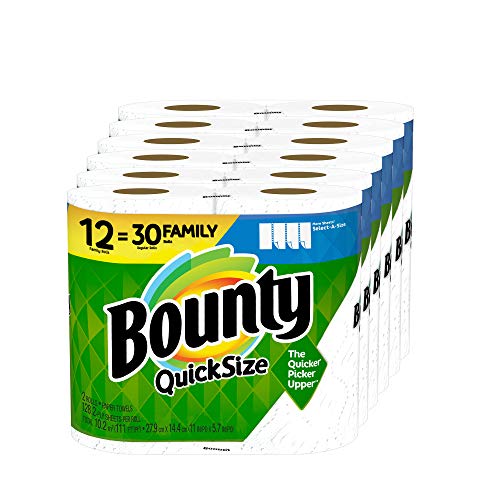 Bounty Quick-Size Paper Towels, 12 Family Rolls, White