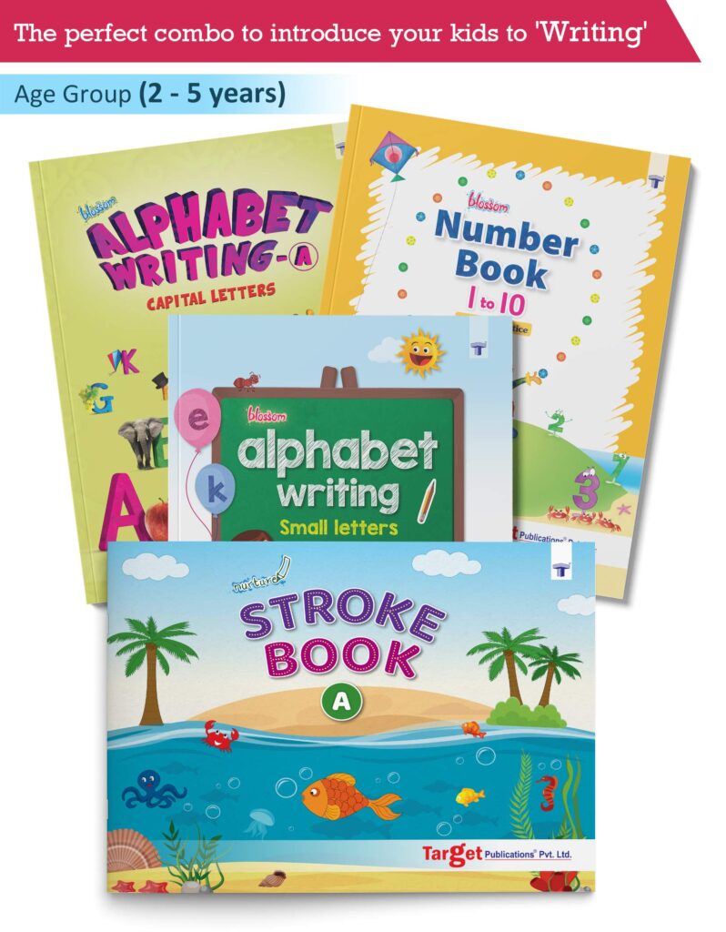 Nursery Writing Books for Kids in English | 2 to 5 Years Old Children | Learn and Practice ABCD Capital and Small Alphabet, 1 to 10 Numbers, Tracing Strokes and Pattern Writing Activities | Set of 4 Books