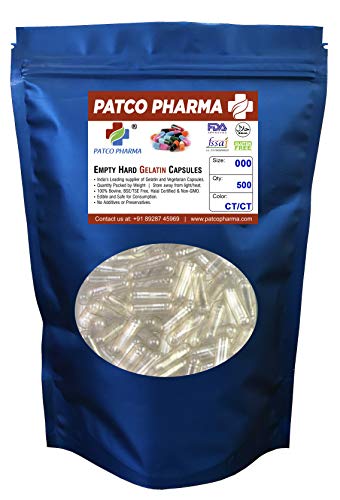 Patco Pharmaceuticals Empty Gelatin Capsule Size 000 (500 Pcs)