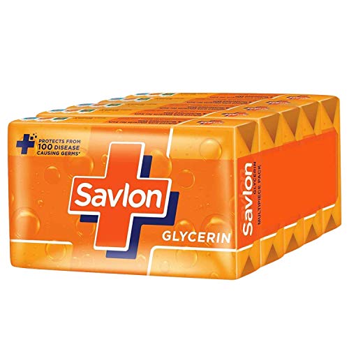 Savlon Moisturizing Glycerin soap bar with germ protection, Pack of 5-125g each
