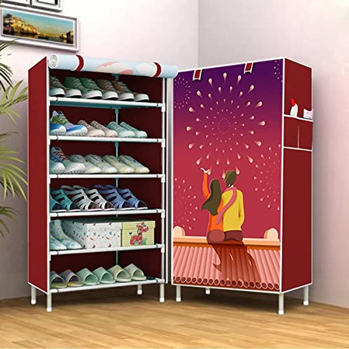 Zofey Premium 6-Shelves Shoe Rack/Cabinet/Multipurpose Storage Rack with Dustproof Cover (Non Woven Fabric, PVC Plastic Pipe Connector) (Shoes Rack-6-LOVER)
